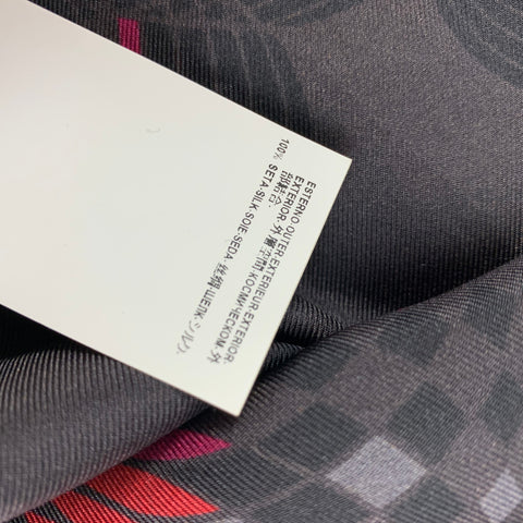 VERSACE COLLECTION Size S Dark Gray Magenta Print Silk Long Sleeve Shirt