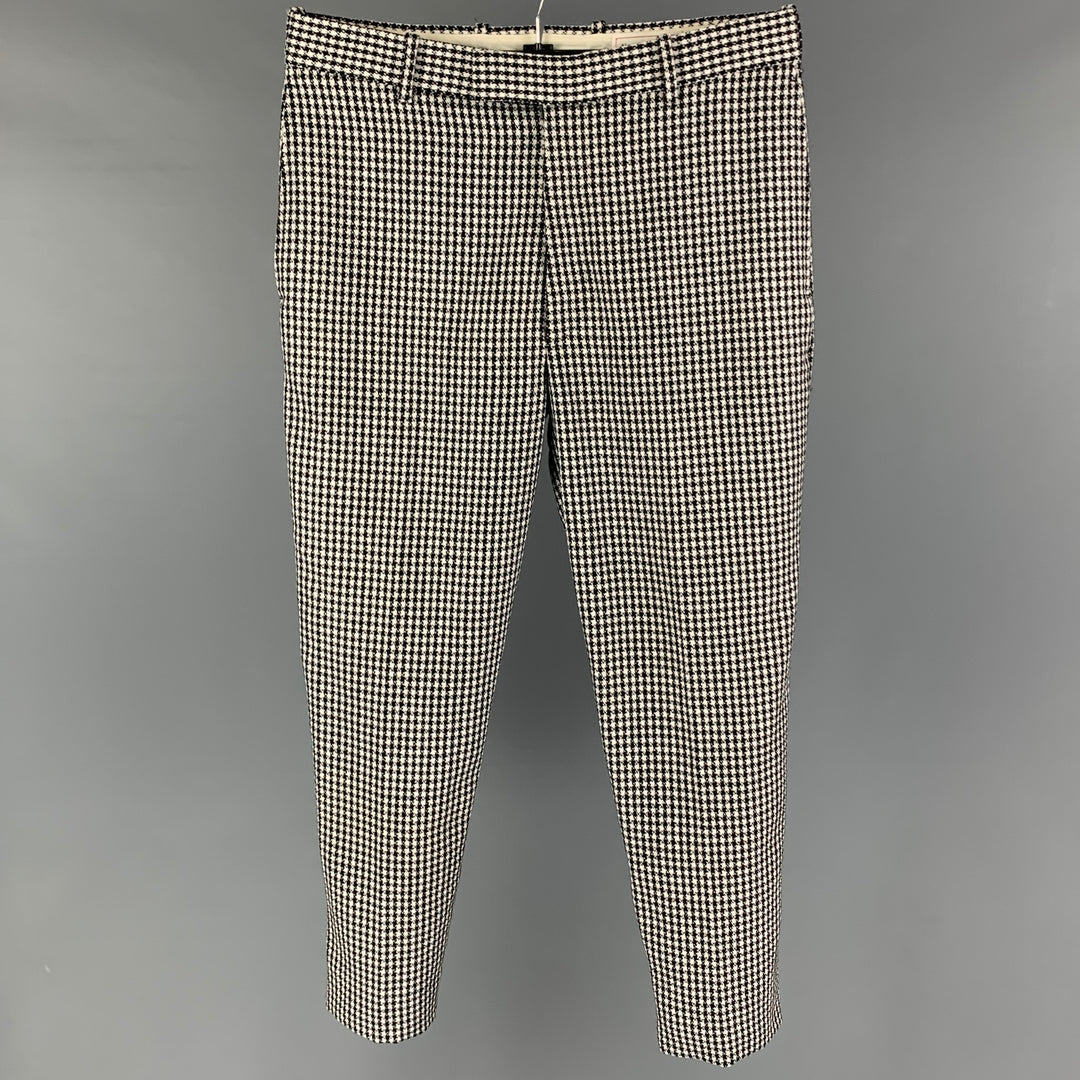 ALEXANDER MCQUEEN Size 32 Black White Houndstooth Wool Dress Pants