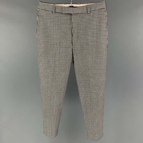 ALEXANDER MCQUEEN Size 32 Black White Houndstooth Wool Dress Pants