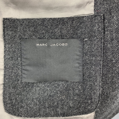 MARC JACOBS Size 38 Charcoal Textured Cashmere Notch Lapel Wide Leg Suit