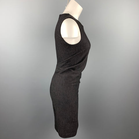HALSTON Size 4 Charcoal Heather Virgin Wool Blend Sleeveless Sheath Dress