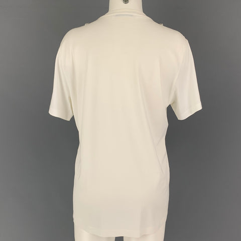 GIVENCHY Size XS White Cotton Applique Crew-Neck T-Shirt