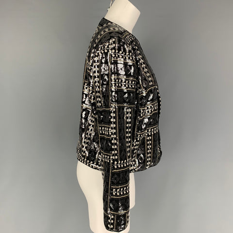 BOB MACKIE Taille 10 Veste brodée en polyester noir argent