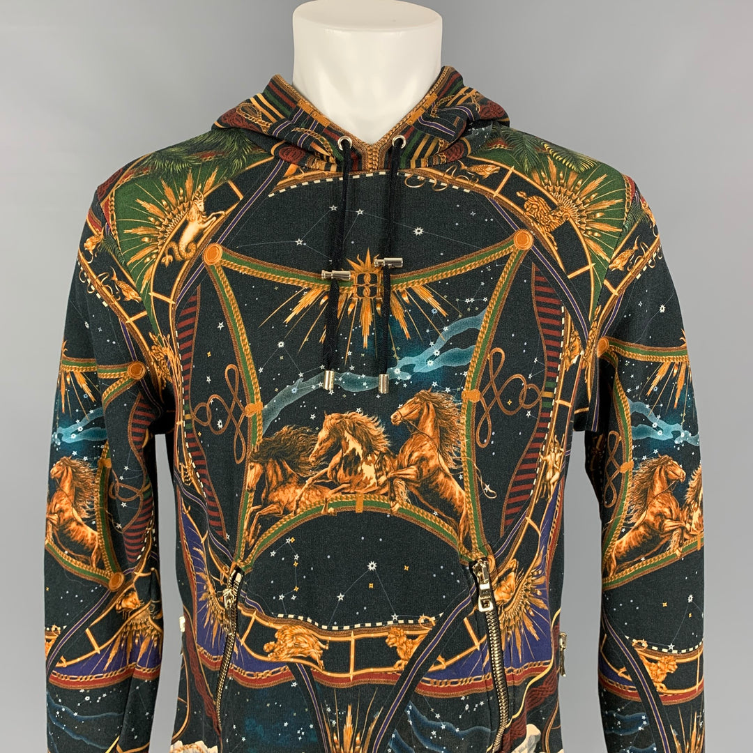 BALMAIN Size S Multi-Color Astrology Cotton Hoodie Sweatshirt