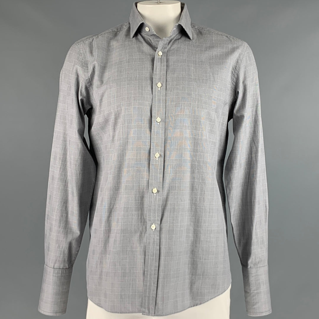 ralph lauren french cuff dress shirts RALPH LAUREN Size L Grey Plaid Cotton French Cuff Long Sleeve Shirt – Sui  Generis Designer Consignment