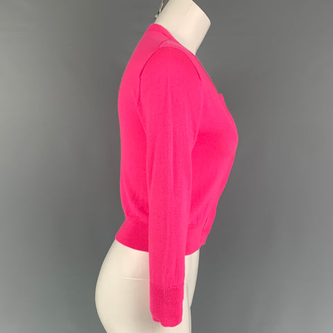 OSCAR DE LA RENTA Size XS Pink Cashmere Silk Cropped Cardigan