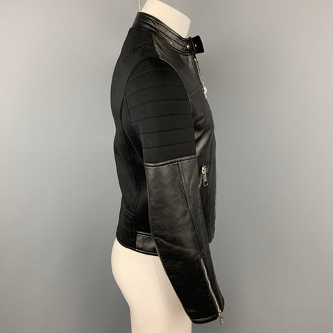 NEIL BARRETT Size XS Black Two Toned Viscose Zip Up Jacket