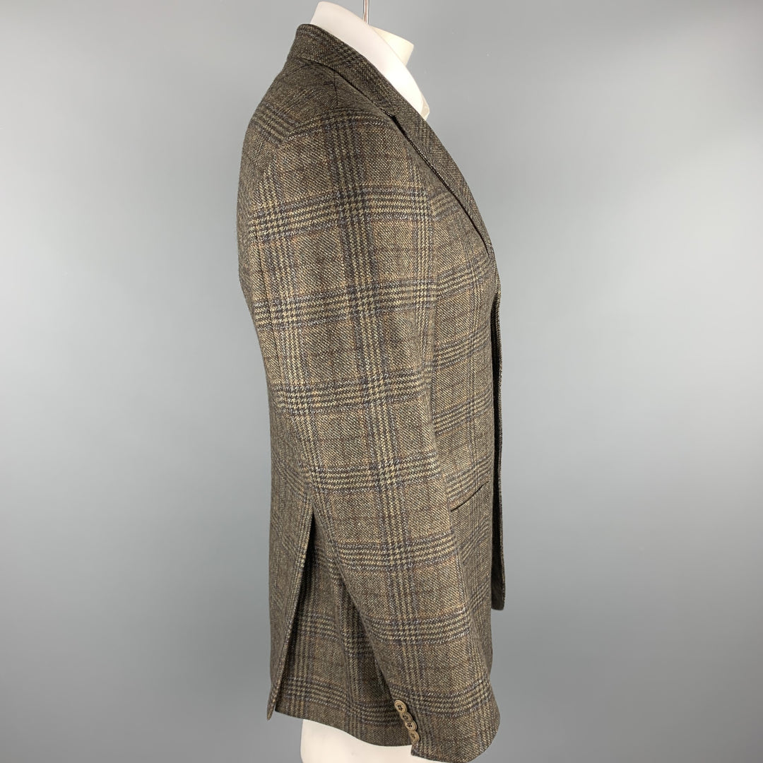 JOSEPH ABBOUD Size 40 Brown Textured Cashmere Notch Lapel Sport Coat