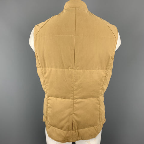 BRUNELLO CUCINELLI Size XL Quilted Khaki Twill Zip Up Puff Zip Pockets Vest