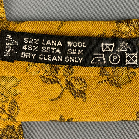 KENZO Yellow Brown Floral Wool Silk Tie