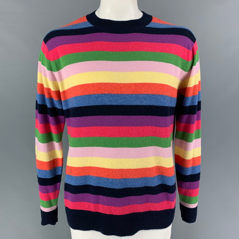 LERET LERET Size L Multi-Color Stripe Cashmere Crew-Neck Sweater