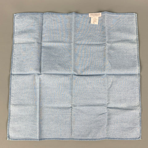 BRUNELLO CUCINELLI Blue Chambray Cotton Pocket Square