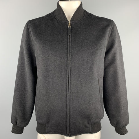 PERUVIANNI Size M Black Textured Alpaca / Wool Zip Up Jacket