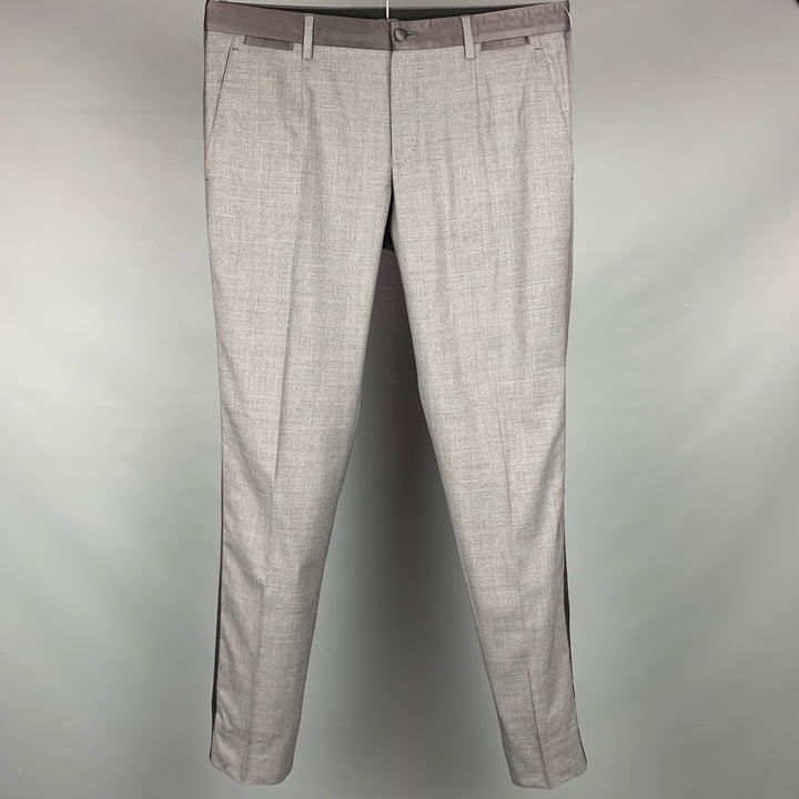 DOLCE & GABBANA Size 32 Grey Wool / Silk Tuxedo Dress Pants