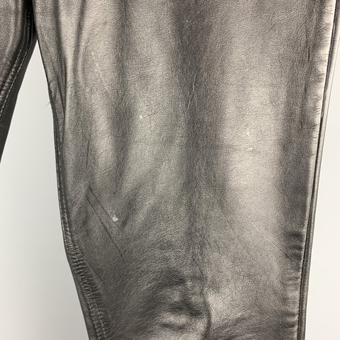 Vintage IMAGE LEATHER Size 33  Black Leather Button Fly Casual Pants