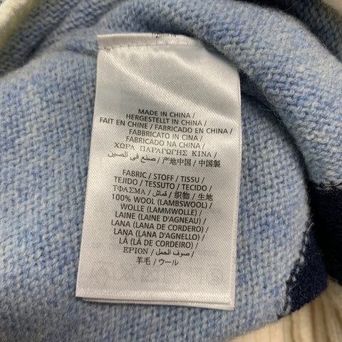 GANT Size M Blue Cream Color Block Wool Crew-Neck Sweater