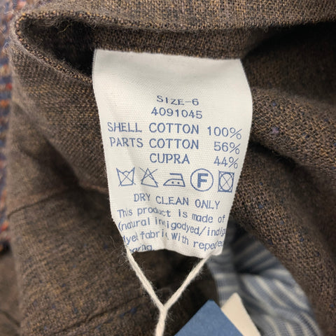 45rpm Size XXL Brown & Navy Cotton Notch Lapel Jacket