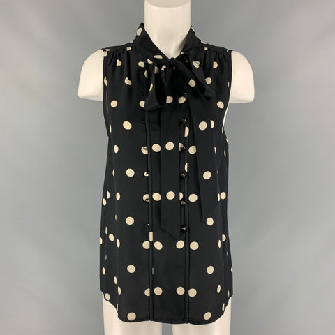 MARC by MARC JACOBS Talla 6 Blusa negra de lunares blanquecinos
