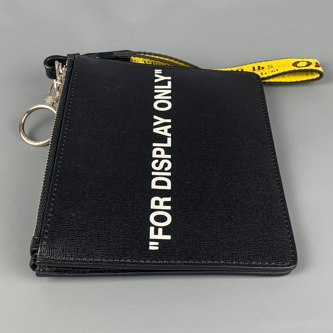 OFF-WHITE by Virgin Abloh Black White Leather "FOR DISPLAY ONLY" Double Pouch