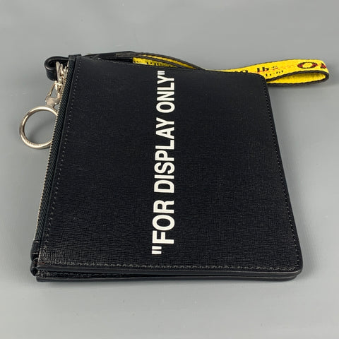 OFF-WHITE by Virgin Abloh Black White Leather "FOR DISPLAY ONLY" Double Pouch