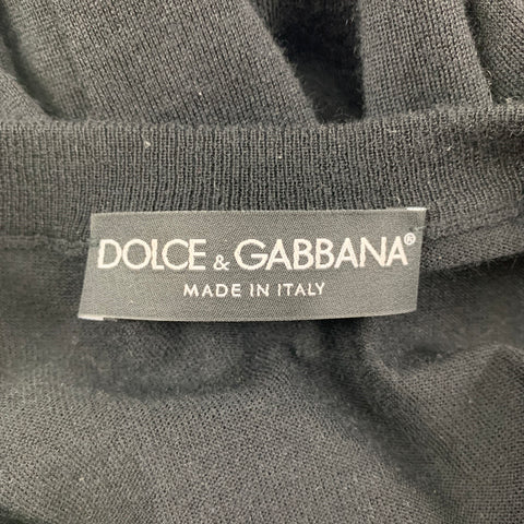 DOLCE &amp; GABBANA Taille M Pull à col rond en cachemire appliqué noir