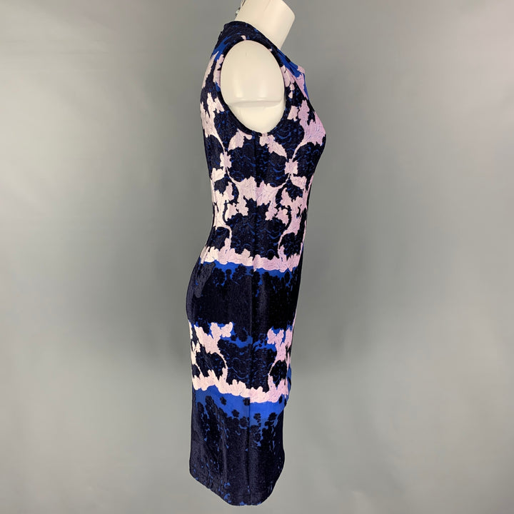 YIGAL AZROUEL Size 8 Blue Navy Pink Polyamide Blend Floral Sleeveless Dress