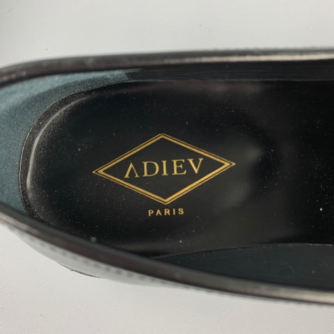 ADIEU PARIS Size 10 Black Leather Penny Strap Crepe Sole Loafer