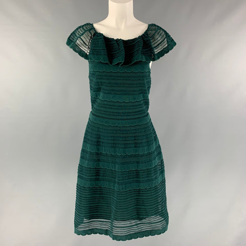 M MISSONI Vestido con volantes texturizados en mezcla de algodón verde talla 6