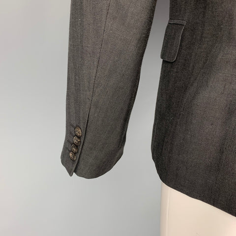 CALVIN KLEIN COLLECTION Size 38 Charcoal Wool Linen Sport Coat