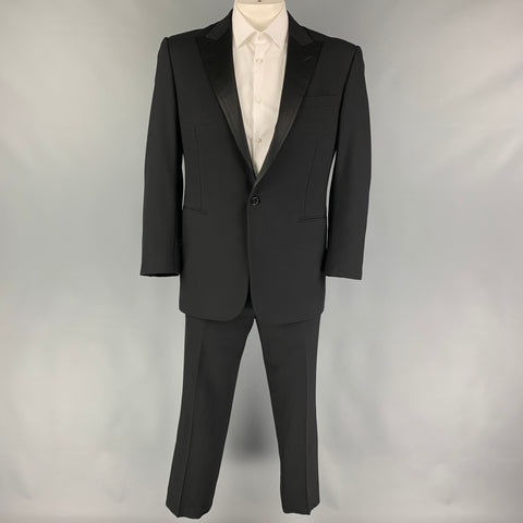 RALPH LAUREN Black Label Size 42 Regular Black Wool Peak Lapel Tuxedo Suit