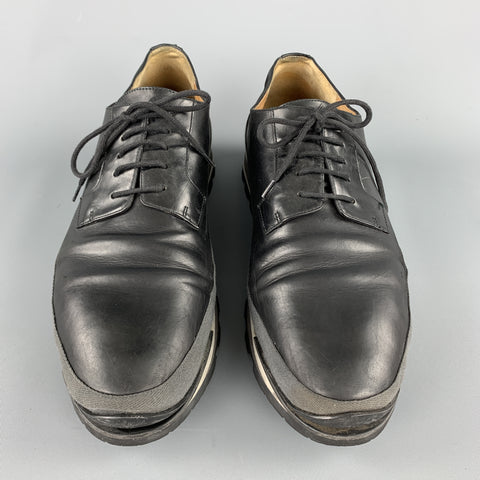 DRIES VAN NOTEN Taille 11 Noir Matériaux mélangés Cuir Track Sole Lace Up
