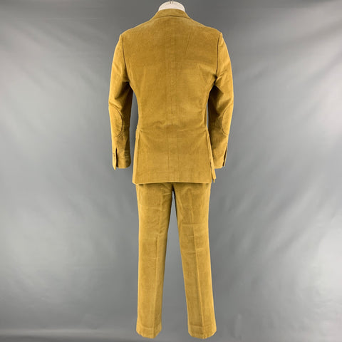 SAKS FIFTH AVENUE Size 40 Yellow Corduroy Notch Lapel Suit