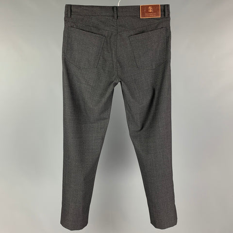 BRUNELLO CUCINELLI Size 30 Charcoal Lana Wool Casual Pants