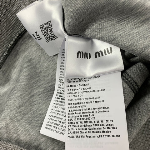 MIU MIU Size XS Gray Ribbed Cotton Fleece Top