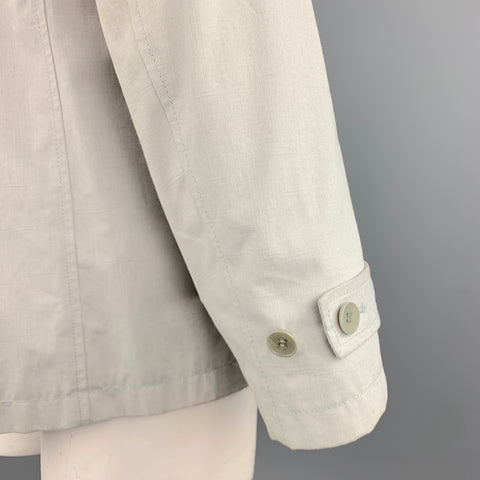 THEORY Jayden Size XL Light Grey Cotton High Collar Belted Cuffs Buttoned Jacket
