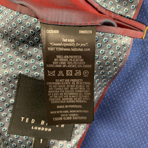 TED BAKER Talla 34 Traje con solapa de muesca en mezcla de poliéster y lunares azules