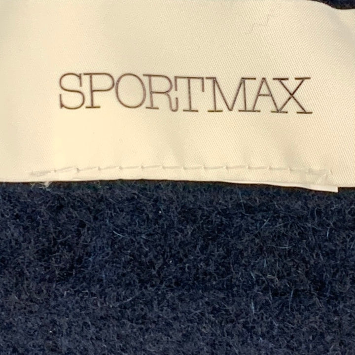 SPORTMAX Navy Grey Mixed Fabric Scarf