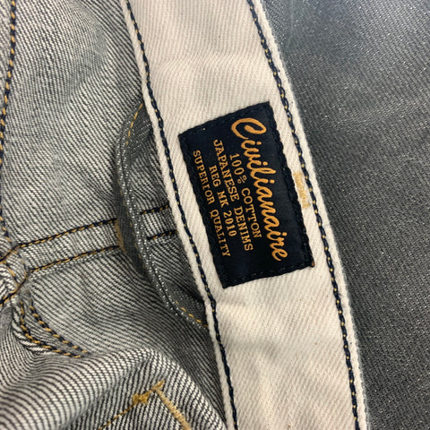 CIVILIANAIRE Size 34 Grey Contrast Stitch Selvedge Denim Jeans