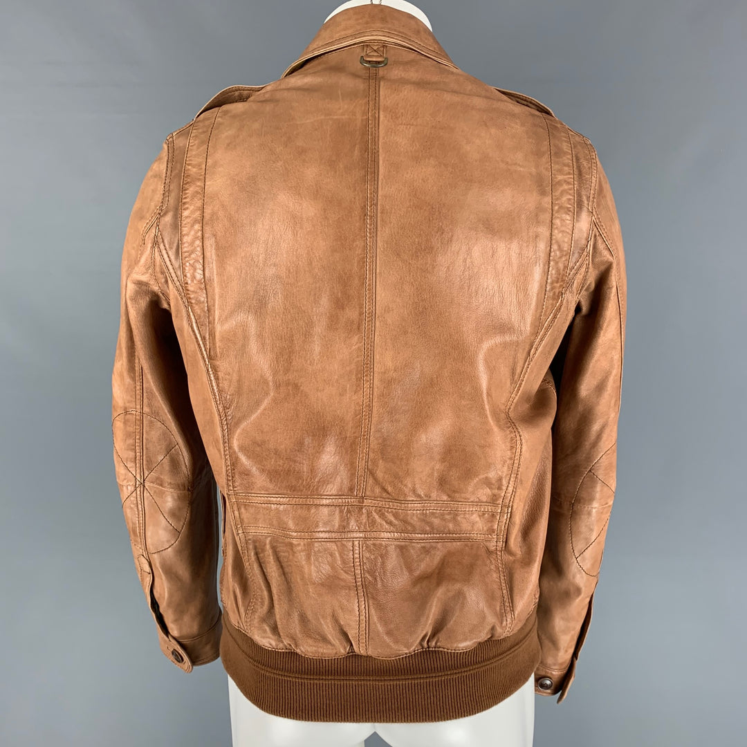 MASSIMO DUTTI Cazadora Piel Color Canela Talla M