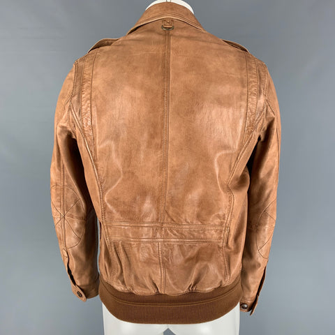 MASSIMO DUTTI Size M Tan Leather Jacket