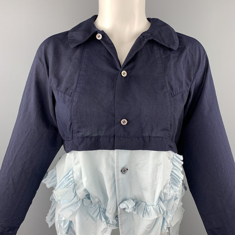 COMME des GARCONS Size XS Navy Cotton Blend Ruffled Dress Top