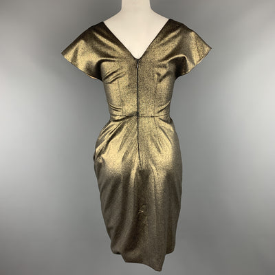 DOMENICO VACCA Size 4 Metallic Gold Side Pleat Skirt Dress