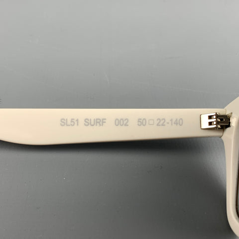 SAINT LAURENT White Acetate Mirrored Sunglasses