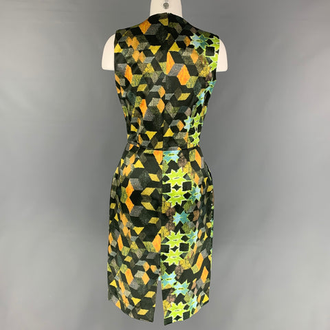 THORNTON BREGAZZI Size M Multi-Color Cotton Blend Abstract Sleeveless Dress