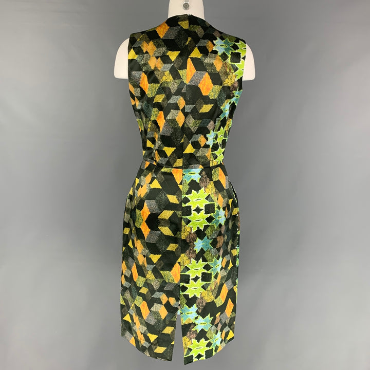 THORNTON BREGAZZI Size M Multi-Color Cotton Blend Abstract Sleeveless Dress