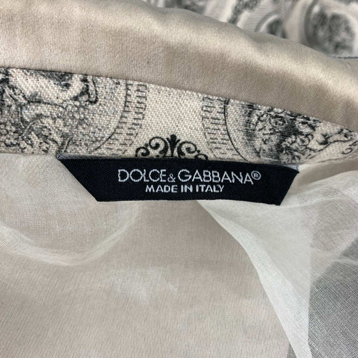 DOLCE & GABBANA Size 38 Light Gray Black Print Cotton Blend Sport Coat