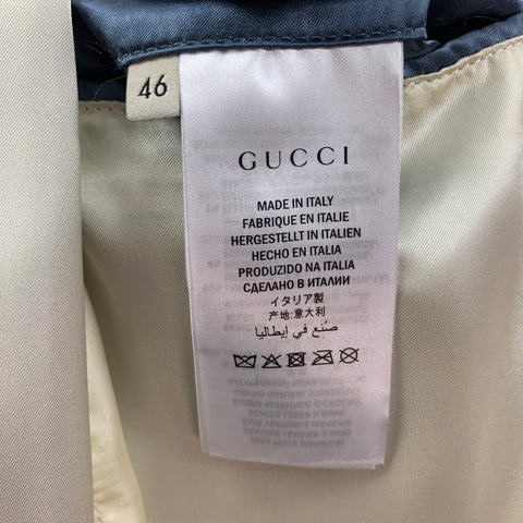 GUCCI FW 2017 Size 36 Blue Metallic Stripe Lamb Leather Bomber Jacket