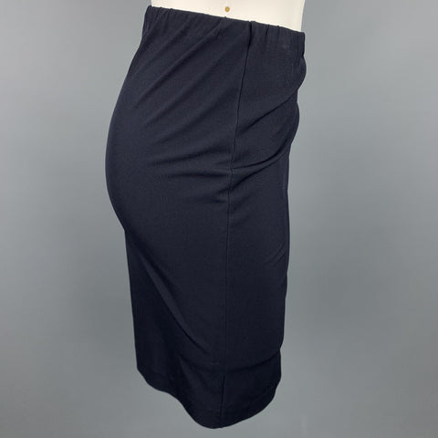 JIL SANDER Size 6 Navy Jersey Elastic Waistband Pencil Skirt