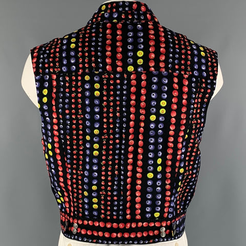 VERSACE JEANS COUTURE Size L Black Red Dots Cotton Vest