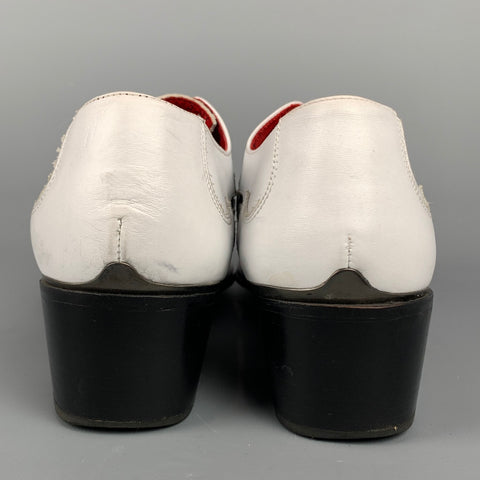 JEFFERY WEST Muse Size 9 White & Black Leather Pointed Toe Lace Up Shoes